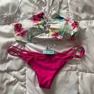 XL Cupshe cheeky gal. White tropical